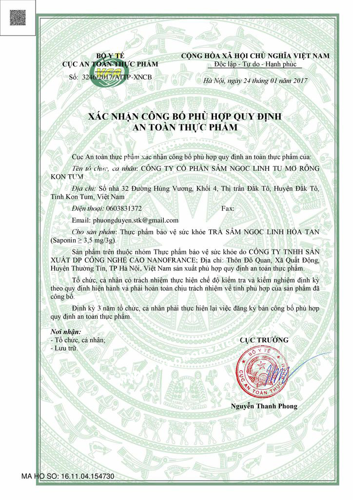  trà Sâm Ngọc Linh hòa tan
